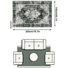1PC Black White Gray Vintage Persian Pattern Bohemian Style Faux Cashmere Rectangular Area Rug, Distressed Mottled Details, Machine Washable, Suitable For Living Room Bedroom Home Decor, All Season Use, Aesthetic Home Decor - Multicolor - View 13