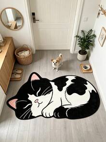 1pc Sleeping Cow Cat Shaped Doormat, Welcome Mat, Carpet, Rug, Universal Door Mat, Bedroom Rug, Area Rug - Multicolor - View 2