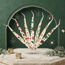 2026 NEW Christmas Design Lash Tweezers Volume Tweezers Private Label Strong Hold Smooth Serrated Eyelash Tweezers Strong Hold Precision Tweezers - Multicolor - View 1