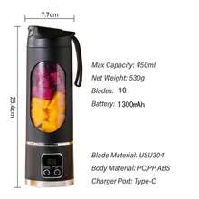 JUICER CUP Blender Portabel Isi Ulang USB - Mudah Dibersihkan, Cocok untuk Jus Buah & Sayur, Milkshake - Kapasitas Mulai 10,14 Oz Hingga 16,91 Oz - MultiWarna - View 6