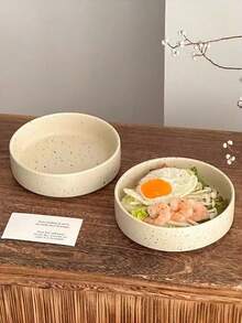1pc Round Ceramic Plate With Ink Splatter Design, Ins Style Creative Dessert Cake Plate, Vintage Premium Salad Western Dish, Steak Plate, Pasta Plate, Suitable For Restaurant, Living Room, Diner, Kitchen - Multicolor - View 12