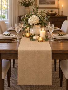 Burlap Table Runner, Unfinished‑Cut No‑Tassel Rustic Table Decor, Farmhouse Style Table Runner For Wedding Party Dining Home Decoration - Linen Table Runner - View 4