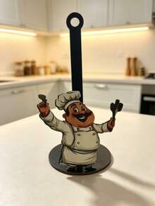 Cute Chef Design Paper Towel Holder | Suitable For Daily Use Cute Chef Design Paper Towel Holder - No Drilling Required, Surface Mount, Holiday Decoration, Suitable For Kitchen, Bathroom And Party, Perfect For Holiday Celebration, Mother's Day Gift Decoration - Multicolor - View 7