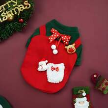 1pc Christmas Pet Hoodie T-Shirt, Fashionable & Comfortable Autumn/Winter Red & Green T-Shirt For Cats & Dogs, Suitable For Teddy, Poodle And Other Small To Medium Pets, Christmas Party Outfit - Multicolor - View 13