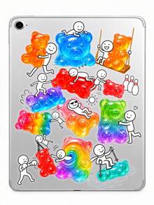 50Pcs Whimsical Gummy Bear Meme Decor Stickers, Colorful Jelly Candy And Cartoon Stick‑Figure Decals, Waterproof PET Material Fun Humorous Decals For Scrapbooking, Water Bottle, Laptop & Daily Stationery Decor - Multicolor - View 2
