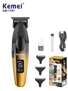 Kemei 2 Pieces Professional Haircutting Scissors Set, Cordless Men's Hair Clipper, USB Rechargeable With LED Display, Multifunctional Hair Cutting Set, 0mm Gap Engraving Trimmer, Tools Suitable For Home And Barber Shop Use - Multicolor - View 15
