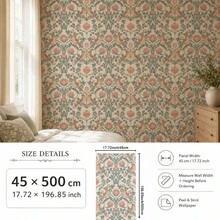 SUPSTICKER Vintage Botanical Bird Peel & Stick Wallpaper, Removable PVC Wall Decor For Bedroom, Living Room & Reading Corner - Flowers - View 13