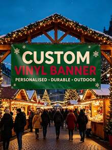 1pc Personalized Vinyl Banner, Custom Text/Logo/Image, Indoor/Outdoor Use, Custom Commercial Advertising And Birthday Banner, Waterproof Indoor/Outdoor Sign, Full Color Custom Text And Logo, Suitable For Weddings, Birthdays, Holidays And More - Multicolor - View 3