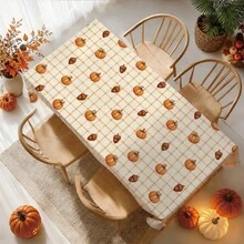 1pc Autumn Plaid Pumpkin Acorn Tablecloth, Rustic Country Style Stain-Resistant Decorative Dining Table Cloth, Suitable For Christmas Table Decor, Picnic Tablecloth, Holiday Celebrations, Wedding Party Gatherings, Birthday Banquets, Daily Dining Table, Kitchen And Restaurant Decoration, All Seasons, Home Decor - Multicolor - View 6