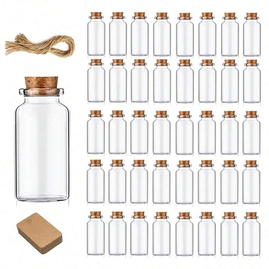 30pcs 25ml Mini Glass Bottles With Stoppers, Suitable For Wedding Favors, Handmade DIY Arts, Home Decor, Christmas, Birthday Party Gifts Decoration - Multicolor - View 1