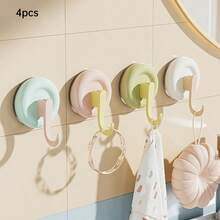 4pcs Cute Colorful Suction Cup Hooks, Removable No-Drill Wall Hooks For Baby Room, Bathroom, Towel And Miscellaneous Storage - Multicolor - View 1