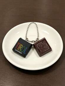1pc Realistic Chocolate Keychain, Casual Food-Inspired Bag Charm, Sweet & Cool Backpack Pendant, Novelty Small Gift - Brown - View 12