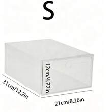 1/4Pcs Clear Drawer Shoe Boxes, Transparent Slanted Texture Plastic Shoe Storage Organizer With Round Pull Hole, Stackable Dustproof Shoe Container For Closet Sneaker Storage - View 3