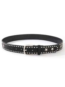 Star Studded Versatile Punk Vintage Casual Belt - Black - View 2