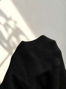 女款秋冬黑色蕾絲飾邊V領鈕扣長袖毛茸修身針織開襟衫，Y2K休閒派對外出風 - 黑色 - 查看 10