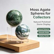 Stonehaven Natural Green Moss Agate Sphere Polished Gemstone Sphere For Home Decor, Meditation, Reiki, Crystal Collection, Desk Display, Feng Shui Gift - 1pc5-6cm - View 7