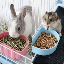 1/2 Set Hanging Pet Feeding Bowl Set, Blue And Pink Cage Mounted Food And Water Bowls For Small Animals, Rabbit Hamster Guinea Pig - 500ml - View 5