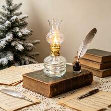 1pc New Vintage Embossed Glass Kerosene Hurricane Lamp (Oil Not Included) Electroplated Rust-Proof Lamp Head Home Atmosphere Light Nostalgic Lighting Vintage Distressed Kerosene Lamp Candle Holder B&B Atmosphere Light - Patterned Light - View 11