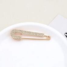 5Pcs Gold Rhinestone Safety Pin Brooches, Faux Crystal Decorative Pins For Women Shirt Dress Collar Hat Accessories - Gold - View 4