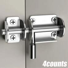 4pcs Sliding Bolt Lock Set, Heavy Duty Door Barrel Bolt Lock With Mounting Screws, For Door, Shed, Barn, Cabinet, Window Security - Irregular - View 7