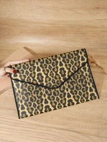 Fashionable Leopard Print Handbag, Large Capacity Portable Phone And File Lipstick Handbag, Suitable For Outdoor And Travel - Coffee - View 9