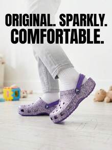 Crocs Classic Children's Clogs, Stylish And Versatile, Suitable For Summer Shopping And Everyday Wear. Item Number 206992-573 - Neon purple/multi - View 2