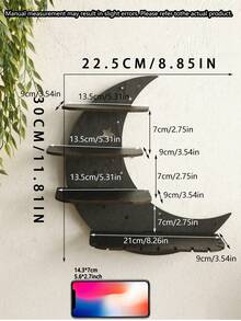 1pc Wooden Crescent Moon & Star Hollow Shelf - Rama Rama Decor, Wall Mounted Display Rack, Suitable For Rama Festival Decoration, Great For Displaying Crystals, Essential Oils And Small Items - 11.81 X 8.85 Inches, Home Decor, Room Decor, Wall Decor, Gift For Birthday, Graduation, Eid - Black - View 13