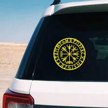 Viking Skyddande Run Vegvisir Kompass Amulett Röd Vinylklistermärken Bildekoration, Avtagbar Laptop Vinylklistermärken, Lämplig För Apple - 1PC - Visa 4