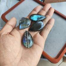 1pc/2pcs/4pcs Of Natural Blue Labradorite In A Waterdrop Shape, Ideal For Creating Your Own Jewelry Or As Holiday Presents - Multicolor - View 7