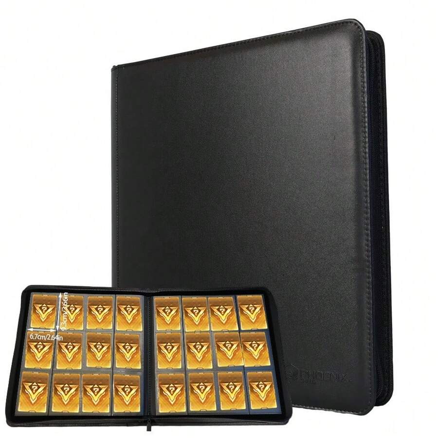 Premium ZIP Trading Card Binder Album Folder-12 Pocket 480 Card Leather-Covered - 26HHQ-WIN-UK-Card Album - View 1