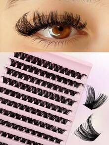 Asiteo 120pcs D-Curl Thick Single Cluster False Eyelashes, Soft Fluffy Lightweight, Suitable For Home DIY Daily Makeup Eyelash Extensions - D - View 1