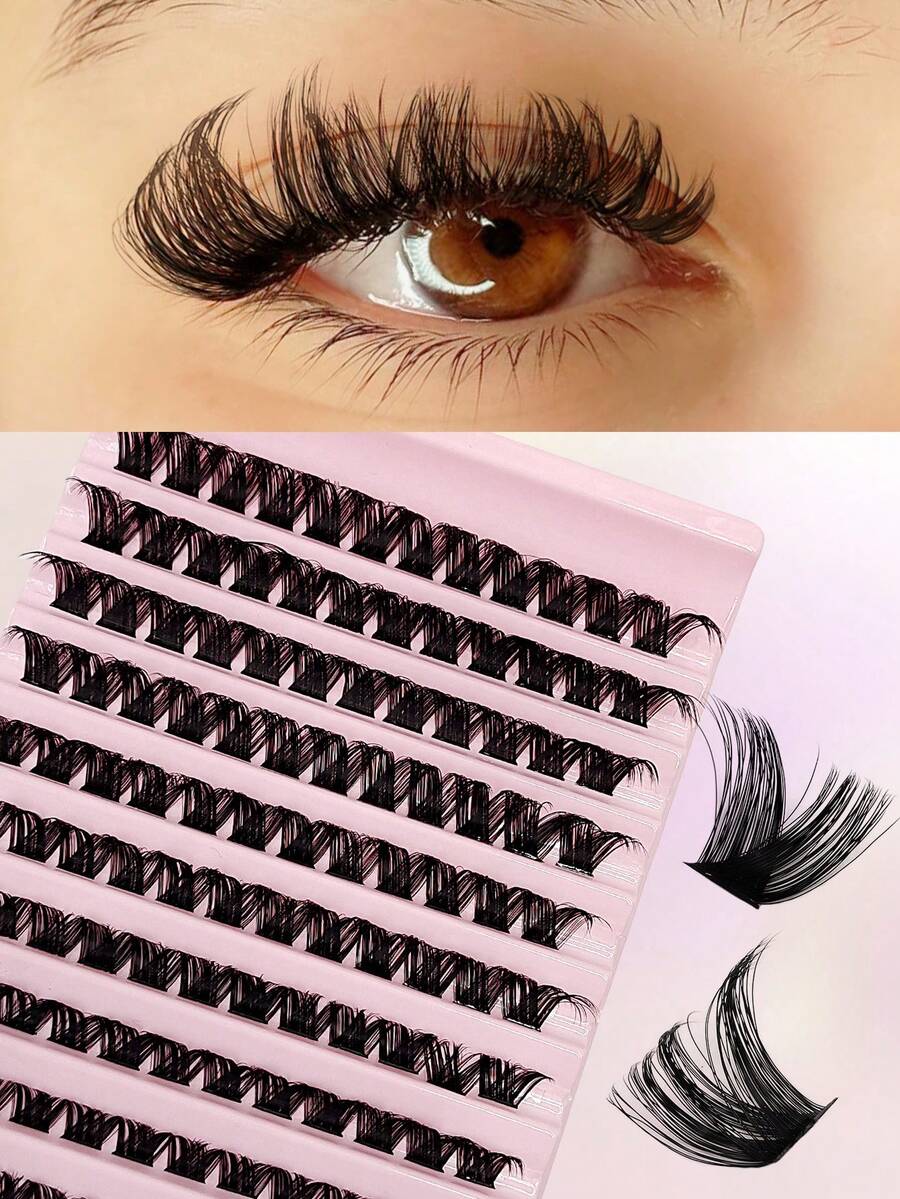Asiteo 120pcs D-Curl Thick Single Cluster False Eyelashes, Soft Fluffy Lightweight, Suitable For Home DIY Daily Makeup Eyelash Extensions - D - View 1