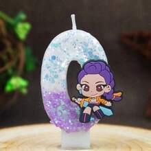 Hasbro 1pc Kpop Demon Hunters Rumi 0-9 Number Birthday Candle Glitter Cartoon Cake Topper Party Decoration - Random - View 11