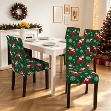 1/2/4/6pcs Christmas Pattern Chair Covers, Dining Chair Seat Protectors, Removable And Washable - Multicolor - View 9