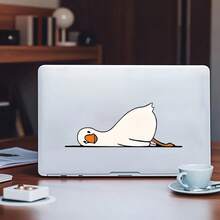 Stiker Dekoratif Kartun, Bergambar Angsa Putih yang Berbaring Miring, Terbuat dari Bahan Vinyl, Tahan Lama dan Mudah Dipasang, Cocok untuk Dekorasi Mobil, Laptop, Kulkas, Meja, dan Botol Minum, Juga Dapat Dipasang pada Berbagai Permukaan. - View 2