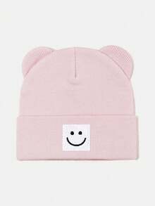 1PC Cute Cartoon Teddy Bear Ear Wool Knitted Hat With Smiling Face Pattern, Pullover Hat For Autumn And Winter, Baby Hat - Multicolor - View 8