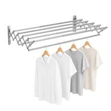 Wall Mounted Clothes Drying Rack 43-80cm Foldable Retractable Steel Rack - A - View 3