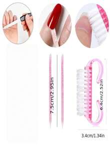 5Pcs Nail Art Tools Kit, Nail Cleaning Brush And Cuticle Pushers For Nail Cleaning And Nail Surface Care - Multicolor - View 5