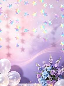 1/3/5pcs/Set Iridescent Star Hanging Bunting Banner, Shiny Star Garland For Wedding, Birthday Party And Holiday Celebration Backdrop Decoration - Iridescent Star - View 6