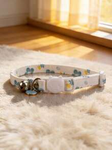 1 pieza Collar para gatos con patrón floral y cascabel, collar ajustable para el cuello de gatos - Multicolor - Ver 1