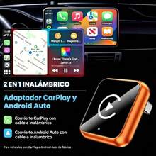 Adaptador Inalámbrico 2 en 1 para CarPlay y Android Auto, Convertidor Wireless para Vehículos con Pantalla Compatible, Conexión Bluetooth para Auto - A - Ver 3