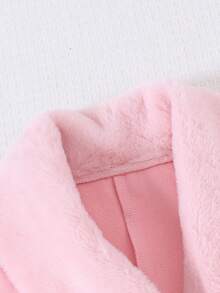 Autumn/Winter Tween Girls' Fashion Elegant Faux Fur Collar Waist-Cinching Double-Breasted Mid-Length Overcoat - Pink - View 4