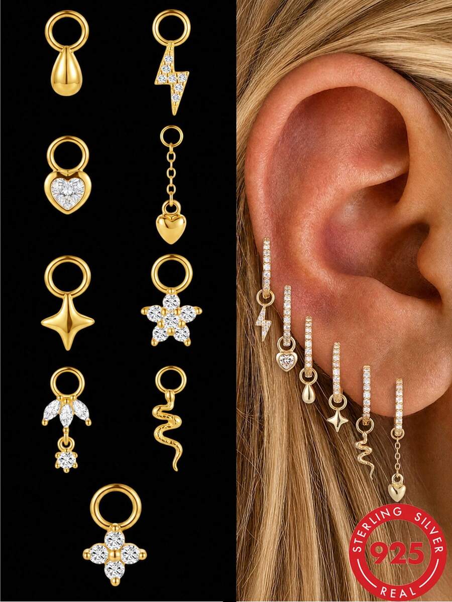 1pc 925 Sterling Silver Earring Pendant, Detachable Pendant Jewelry, Suitable For Pierced Earrings, Women's DIY Earring Accessories