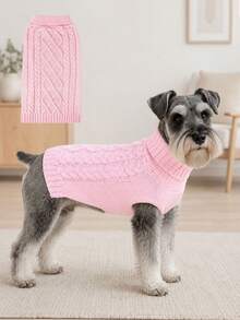 Pet Sweaters Geometris Plain - Berwarna merah muda - View 9