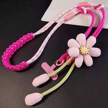 1PC Floral 2-Strand 3-In-1 Braided Crossbody Phone Lanyard, Adjustable Floral Braided Phone Strap, Dual-Use Crossbody Bag And Wrist Strap, Colorful Durable Nylon, Suitable For All Phones, Perfect For Outdoor Activities, Phone Lanyard With Metal Buckle, Random Color - Tassel Flower Woven Lanyard - View 7