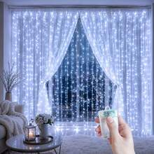 Lampu Hias Tirai LED, Cahaya Putih, Bertenaga Baterai, Untuk Pernikahan, Natal, Tahun Baru, Hari Valentine, Kamar, Ruang Tamu, Dekorasi Rumah - Lampu tirai kotak baterai - View 4