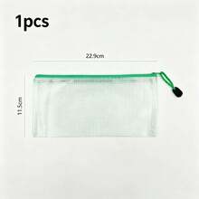 1/5/10PCS A6 Mesh Zipper File Bag, Folder, Minimalist Waterproof Durable Desktop Parts Storage Bag, Student Stationery Storage, Pencil Case, Cosmetic Storage, Parts Organization And Classification Office Supplies Learning Supplies - Green - View 10