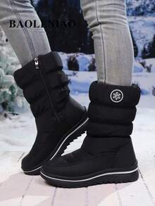 Women's Snow Boots, Warm Thermal Lined Thick Anti-Slip Cold-Proof Comfortable Winter Snow Boots - Black - View 2