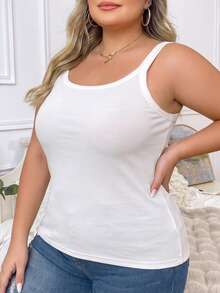 3pcs Plus Size Women Fashion, Comfortable, Casual Ribbed Camisole - Breathable, Fitted Sleeveless Casual Undershirt - Multicolor - View 5