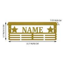 1pc Customized Metal Medal & Trophy Display Rack - Personalized Star Design With Name Logo, Easy Install Home Wall Decor, 12 Hooks & Medal Holder For Personal Honor Medals - Father's Day, Independence Day, Thanksgiving Gift, Running Medal Hanger - Gold - View 8